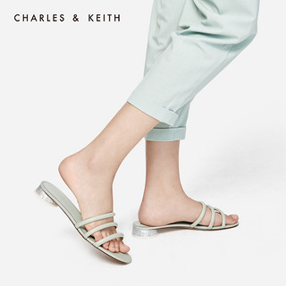 CHARLES&KEITH女鞋CK1-70390295细绊带露趾低跟凉拖鞋（39、Mint Green薄荷绿色）