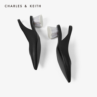 CHARLES&KEITH女鞋CK1-61720045贝壳跟中跟凉鞋（38、Beige米色）