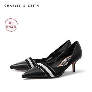 CHARLES&KEITH秋冬女鞋SL1-60360228女士高跟单鞋（36、Black黑色）