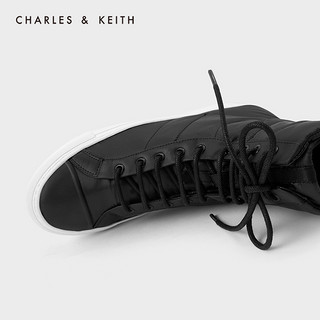 CHARLES&KEITH2020冬季新品CK1-70900254女士休闲系带运动高帮鞋（35、Black黑色）