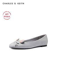 CHARLES&KEITH女鞋CK1-70900182鼠宝宝平底芭蕾舞鞋单鞋（35、Grey灰色）