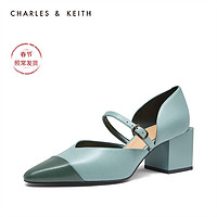 CHARLES&KEITH女鞋CK1-61680090拼色高跟玛丽珍鞋单鞋（36、Nude肉色）