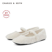 CHARLES&KEITH2020冬季新品CK1-70900239女士毛绒平底玛丽珍鞋（41、Camel驼色）