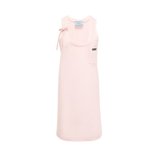 Prada/普拉达多色纯棉蝴蝶结LOGO圆领无袖女士背心连衣裙(36、浅 粉色)