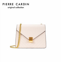 皮尔卡丹(pierre cardin)牛皮时尚单肩包女百搭链条包女欧美风斜挎包包女士 J1A240-020325P米白色