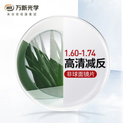 万新 高清1.60折射率非球面镜片 2片装 赠钛框 600度