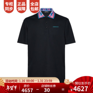 孔雀翎Versace/范思哲男装  奢侈品时尚潮流黑色男士polo衫时尚 黑色 XXL