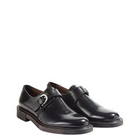 孔雀翎Ferragamo菲拉格慕男鞋皮鞋商务休闲扣带鞋锤状小牛皮时尚新潮百搭 黑色 41