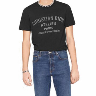 Dior 迪奥 Christian Dior Atelier 男士圆领短袖T恤 043J615A0589_C980 黑色 M