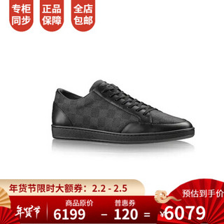 孔雀翎路易威登LV男士Damier Nylon橡胶底运动鞋经典牛皮鞋1A35KB 黑色 42.5