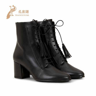 TOD'S孔雀翎TOD’S/托德斯2020新款女鞋时尚经典雅致牛皮流苏侧边拉链踝靴   1225161604651677  黑色 39.5