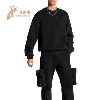 孔雀翎Louis Vuitton/路易威登2020新款男士罗纹羊毛简约毛衣1A5W8X 黑色 L