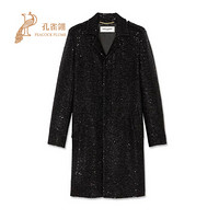 孔雀翎Saint Laurent Paris/圣罗兰女装2020新款女士YSL时尚亮片花呢外套 黑色 36