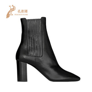 孔雀翎Saint Laurent Paris/圣罗兰2020新款女鞋YSL时尚光滑切尔西靴 黑色 38