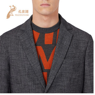 孔雀翎EMPORIO ARMANI/阿玛尼男装2020新款男士EA经典翻领单排扣织物外套 灰色 52