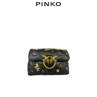 PINKO2021春夏新品字母徽章装饰puff迷你飞鸟包燕子包1P226JY72L（Z99）