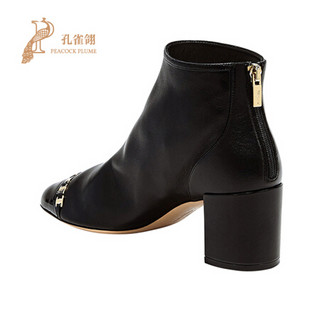 FERRAGAMO/菲拉格慕鞋子2020新款女鞋时尚经典蝴蝶结扣饰VARA链条短靴 黑色 35