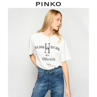 PINKO2021春夏新品女装字母印花棉质短袖T恤1Q108FY6Z7（XS、Z10）