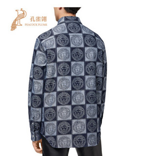 Versace/范思哲2021新款男士美杜莎提花牛仔布时尚潮流长袖衬衫 蓝色 39