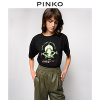 PINKO2021春夏新品女装瑜伽青蛙印花短袖T恤上衣1Q108GY6Z7（M、Z99）