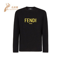 FENDI/芬迪2021新款男士时尚经典长袖罗纹边缘圆领羊绒毛衣 黑色 52