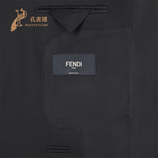 FENDI/芬迪2021新款男士时尚经典修身夹克羊毛帆布西装外套 黑色 54