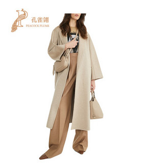 MaxMara/麦丝玛拉2021新款女士带有翻领贴袋设有插肩袖羊绒大衣 浅灰色 44