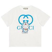 GUCCI 古驰 2021新款哆啦A梦联名款男士棉质宽松T恤圆领 616036 XJDEZ 9791 象牙白 XL