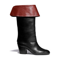 CHANEL香奈儿女鞋长靴小牛皮黑与棕  跟高65mm时尚优雅  G36719 X54452 K2382   40