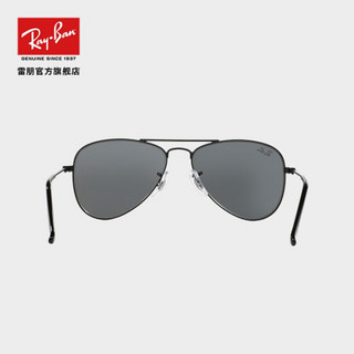 RayBan雷朋儿童太阳镜飞行员形男女孩防紫外线彩膜反光墨镜0RJ9506S可定制 201/55黑色镜框蓝色反光镜片 尺寸52