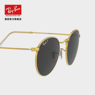 Ray-Ban 雷朋 RayBan雷朋新品太阳镜复古圆形款时尚偏光男款墨镜0RB3447 919648 经典金色框黑色镜片 尺寸50