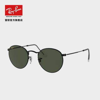 RayBan雷朋新品太阳镜复古圆形款时尚男女款墨镜0RB3447 919931全黑色镜框绿色镜片 尺寸53