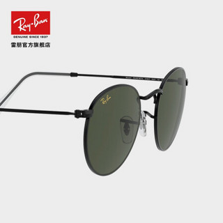 RayBan雷朋新品太阳镜复古圆形款时尚男女款墨镜0RB3447 919931全黑色镜框绿色镜片 尺寸53