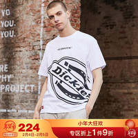 DickiesT恤 21春夏 侧身LOGO印花 短袖T恤男 情侣款 舒适 短T女 撞色T恤 DK008908 白色 S