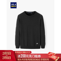 HLA海澜之家长袖针织衫男2019冬季经典圆领内里加绒套头衫HNZAD4R240A黑色镶拼(Q0)190/104A(56)