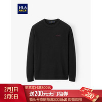 HLA海澜之家长袖针织衫男2019冬季净色圆领绒感套头衫HNZAD4R246A黑色(Q6)190/104A(56)