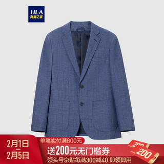 HLA海澜之家休闲西服男2021春季纹理质感粘胶混纺单西外套HWXAD1D005A牛仔蓝花纹(05)190/112C(54C) cz