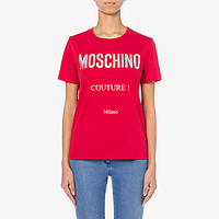 MOSCHINO 莫斯奇诺 女士全息徽标平纹针织T恤 J0703554020A 黑色 040