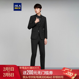 HLA海澜之家礼服套装男2021春季商务三件套弹力舒适套装西服HTXAD1D092A黑色条纹(92)170/92B (46B) cz