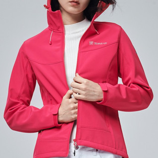 TOREAD 探路者 TREKKINC 徒步系列 女子软壳衣  TAEH92287 胭脂红 S 加绒款