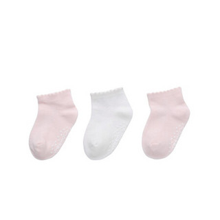 英氏婴儿袜婴儿袜子新生儿袜子夏儿童地板袜防滑袜春秋款三双装 187A5854 粉色 17cm 无防滑底