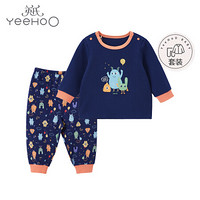 英氏儿童衣服婴儿套装太空满印蓝套装可爱童趣新款 可爱精灵款YLNKJ00041A01 90cm（建议1-2岁）