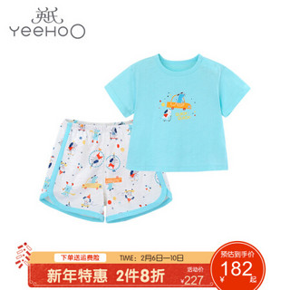 88VIP：YeeHoO 英氏 儿童套装竹纤维宝宝印花短袖居家服套装 2021春夏新款