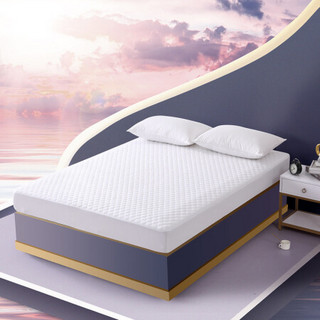 水星家纺床垫床褥子 四季保护垫可折叠床垫子 萱柔全棉防水透气床护垫(本白色)150×200cm