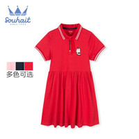 水孩儿童装儿童POLO裙2020夏装新品中大童女童连衣裙 珊瑚红 110