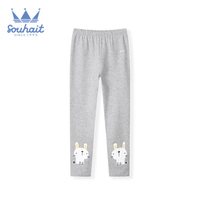 Souhait 水孩儿 童装女童可爱打底裤春秋新款儿童长裤女中小童时尚洋气针织打底裤 花灰 100cm