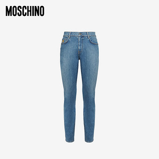 MOSCHINO/莫斯奇诺 21春夏 男士 泰迪图案的贴片牛仔长裤（046、蓝色1295）