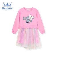 水孩儿童装女童连衣裙儿童女裙子卫衣裙2021春装新款儿童裙子大童长袖韩版洋气潮 糖心粉 150