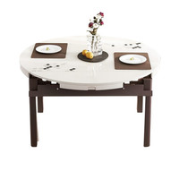 全友家居 餐桌现代简约钢化玻璃台面餐桌实木框架可折叠餐桌120763 餐桌