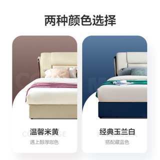 QuanU 全友 家居 皮床 现代简约储物双人床小户型皮床105125 单皮床（玉兰白）1800*2000